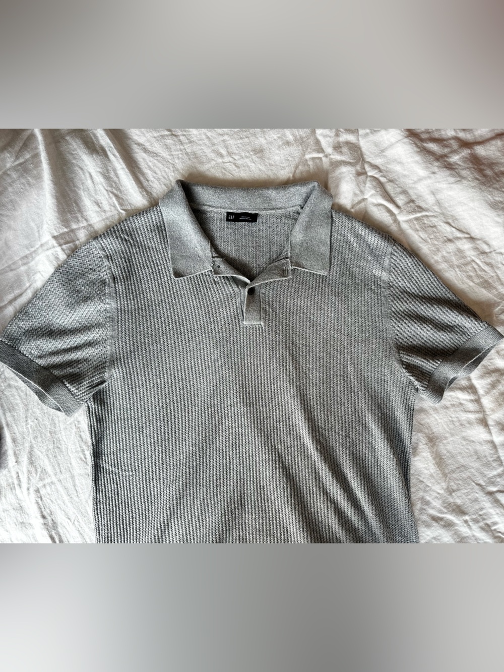 GAP Men's Gray Knit Polo Shirt